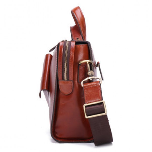 Ekphero Men Genuine Leather Handbag Shoulder Bag Business Briefcase Laptop Bag