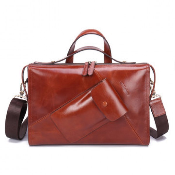 Ekphero Men Genuine Leather Handbag Shoulder Bag B...