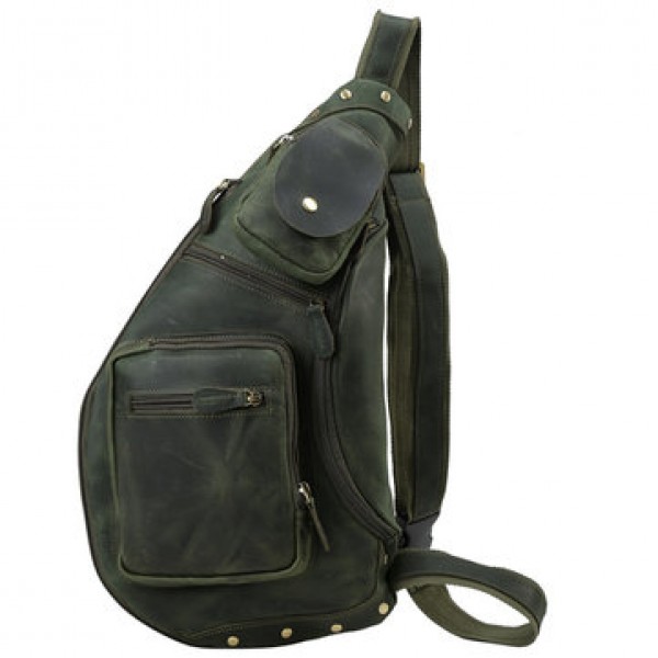 AUGUR Genuine Leather Chest Bag Vintage Fashion High Capacity Crossbody Bag
