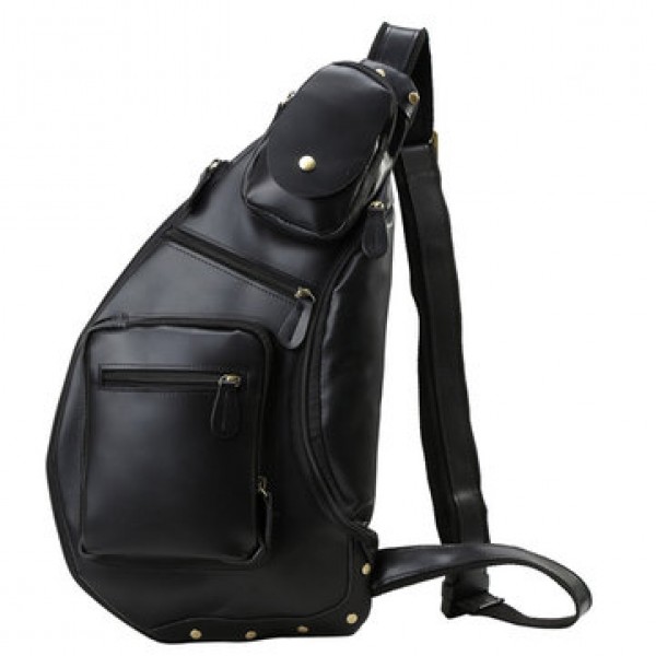 AUGUR Genuine Leather Chest Bag Vintage Fashion High Capacity Crossbody Bag