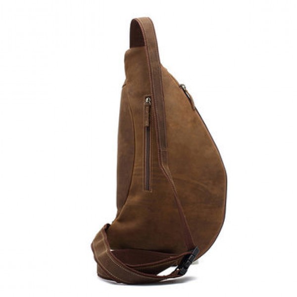 AUGUR Genuine Leather Chest Bag Vintage Fashion High Capacity Crossbody Bag