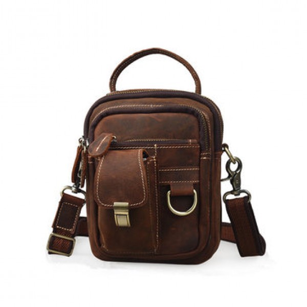 Men Messenger Bag Retro Shoulder Bag Genuine Leath...