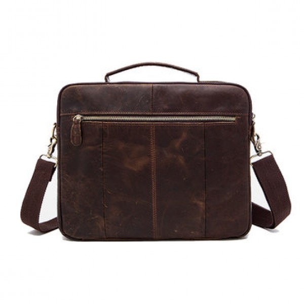 Genuine Leather Sling Briefcase Vintage Handbag Dual Use Messenger Bag For Men
