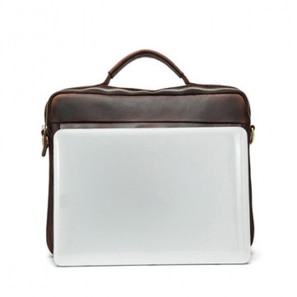 Genuine Leather Sling Briefcase Vintage Handbag Dual Use Messenger Bag For Men