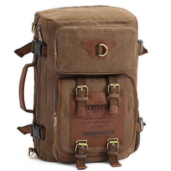KAUKKO Men Canvas Army Style Shoulder Travel Tactical Backpacks