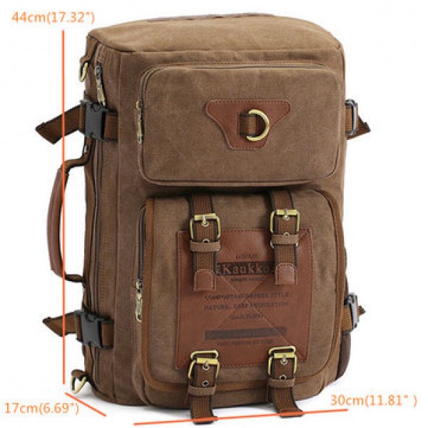 KAUKKO Men Canvas Army Style Shoulder Travel Tactical Backpacks