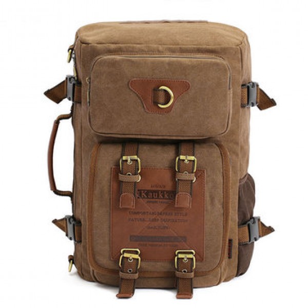 KAUKKO Men Canvas Army Style Shoulder Travel Tacti...