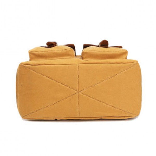 Men High Quality Backpack Cowhide Canvas Vintage Outdoor Travel Large Capacity