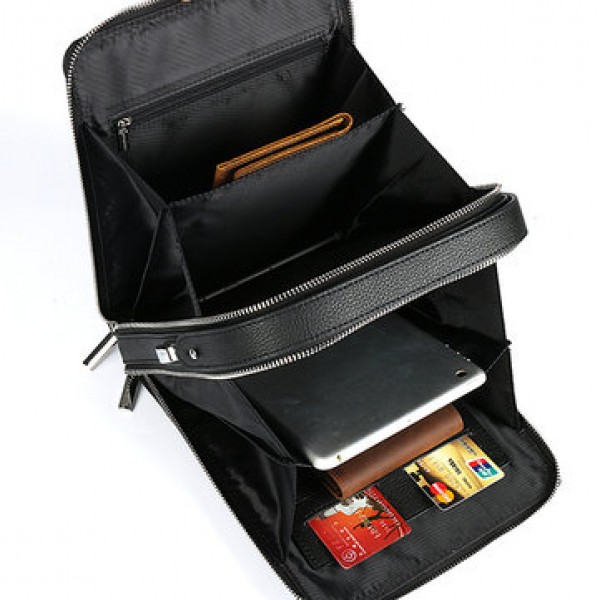 Men Genuine Leather Business Casual Cowhide Black Crocodile Stripe Shoulder Bag