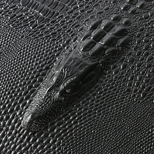 Men Genuine Leather Business Casual Cowhide Black Crocodile Stripe Shoulder Bag
