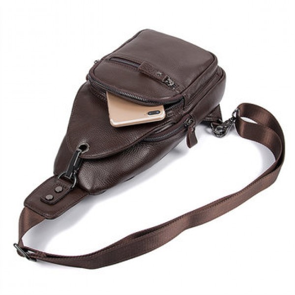 Large Capacity Genuine Leather Crossbody Bag Casual Chest Bag For Men