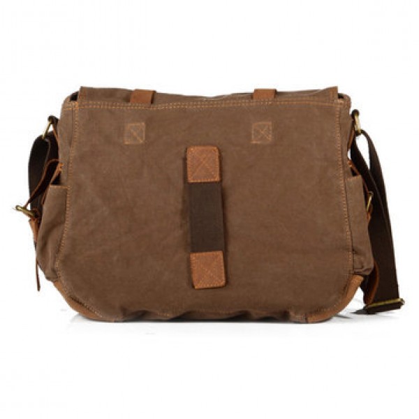 Men Canvas Genuine Leather Big Outdoor Casual Shoulder Crossbody Bag
