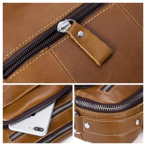 Casual Genuine Leather Business Crossbody Bag For Men