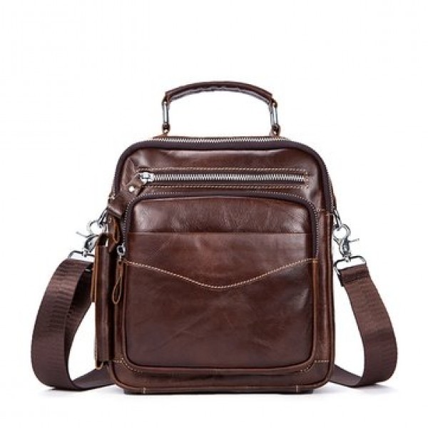 Casual Genuine Leather Business Crossbody Bag For Men