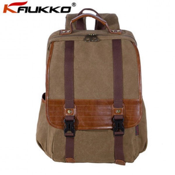 KAUKKO Retro Canvas Backpack Water Wash Double Shoulder Causal Men Bag