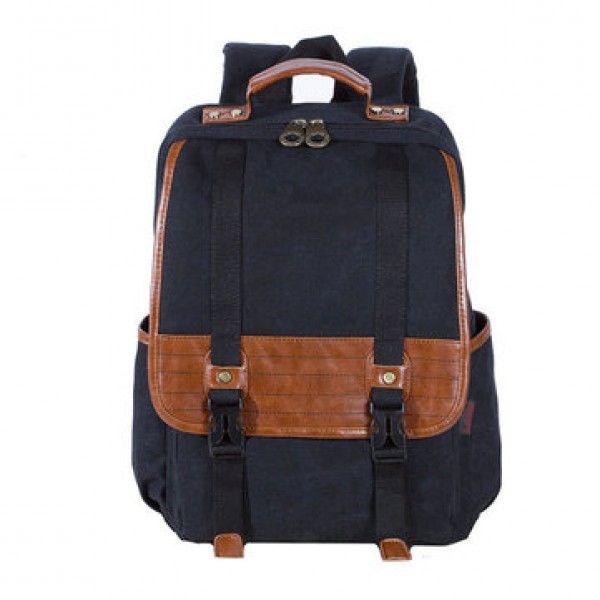 KAUKKO Retro Canvas Backpack Water Wash Double Sho...