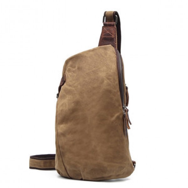 Canvas With Leather Waterproof Chest Bag Leisure Vintage Dumpling Bag Crossbody Bag For Men