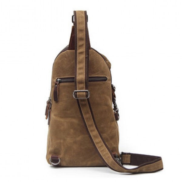 Canvas With Leather Waterproof Chest Bag Leisure Vintage Dumpling Bag Crossbody Bag For Men
