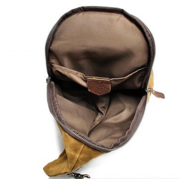 Canvas With Leather Waterproof Chest Bag Leisure Vintage Dumpling Bag Crossbody Bag For Men
