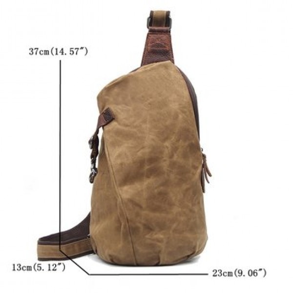 Canvas With Leather Waterproof Chest Bag Leisure Vintage Dumpling Bag Crossbody Bag For Men