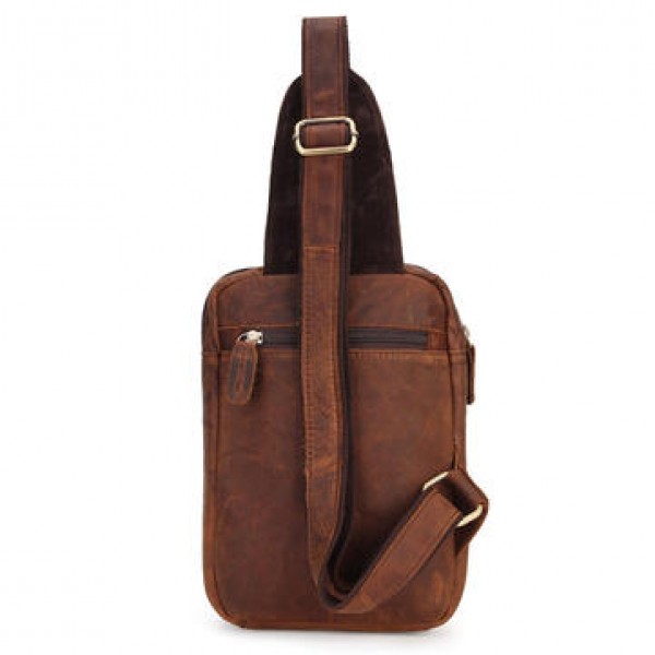 Vintage Retro Genuine Leather Cowhide Men Chest Bag Shoulder Bag