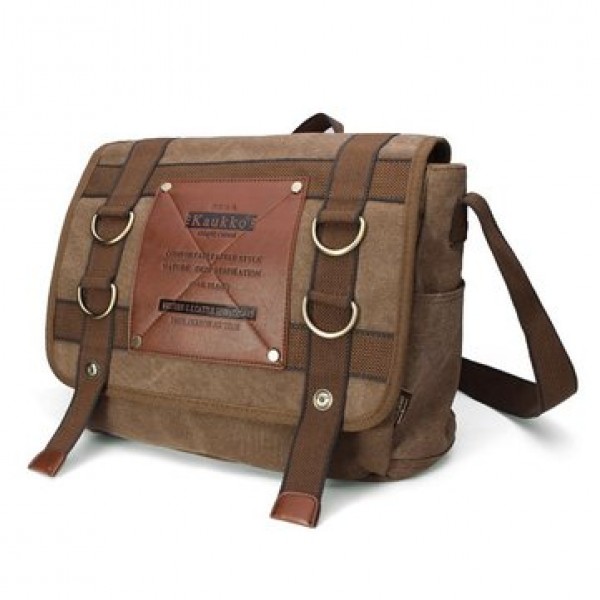 KAUKKO Mens Retro Canvas Travel Shoulder Bag School Messenger Bags