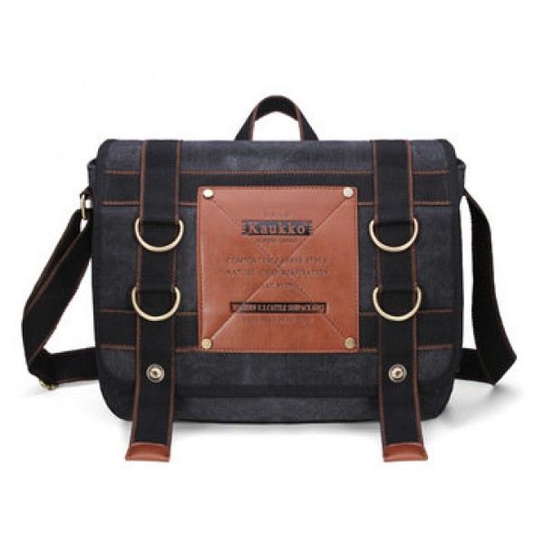 KAUKKO Mens Retro Canvas Travel Shoulder Bag Schoo...