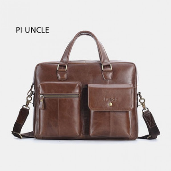 Men Genuine Leather Handbag Crossbody Bag Messenger Bag