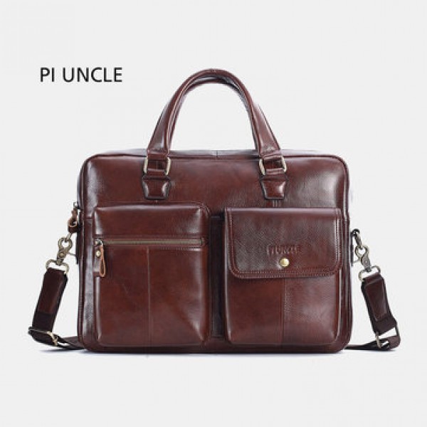 Men Genuine Leather Handbag Crossbody Bag Messenger Bag