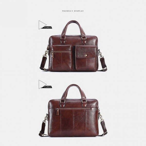 Men Genuine Leather Handbag Crossbody Bag Messenger Bag