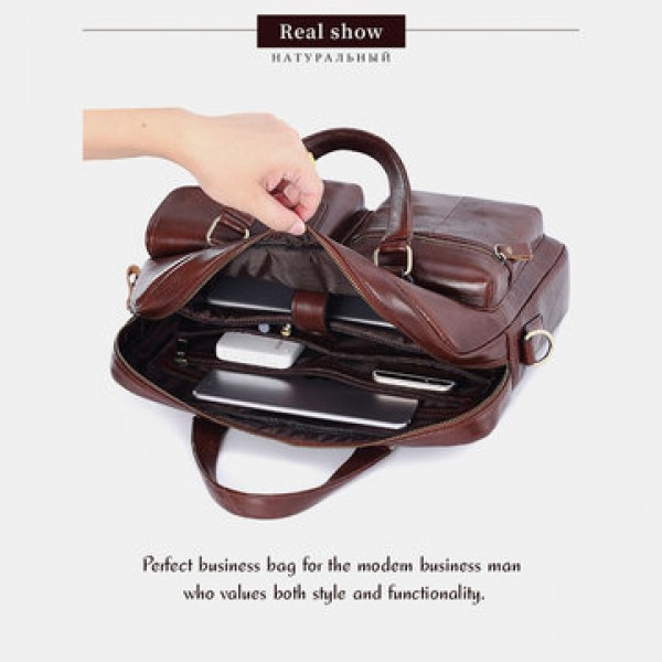 Men Genuine Leather Handbag Crossbody Bag Messenger Bag
