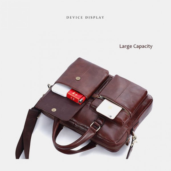 Men Genuine Leather Handbag Crossbody Bag Messenger Bag