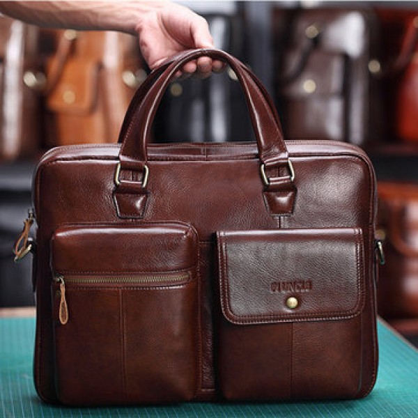 Men Genuine Leather Handbag Crossbody Bag Messenge...