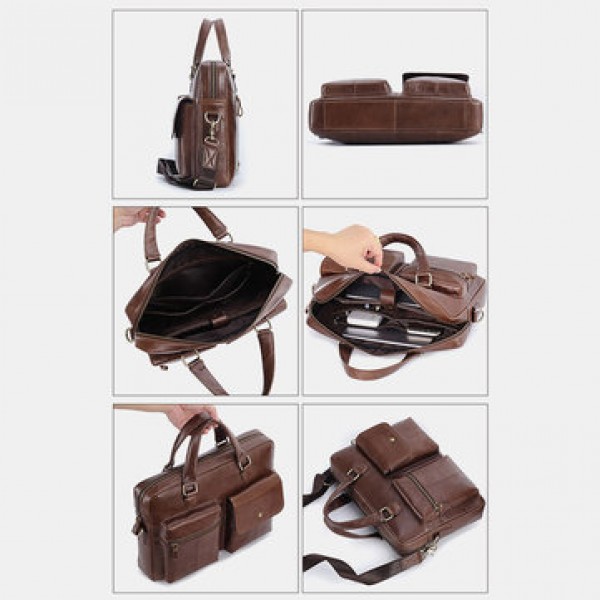 Men Genuine Leather Handbag Crossbody Bag Messenger Bag