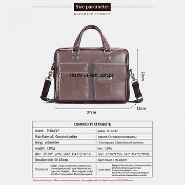 Men Genuine Leather Handbag Crossbody Bag Messenger Bag