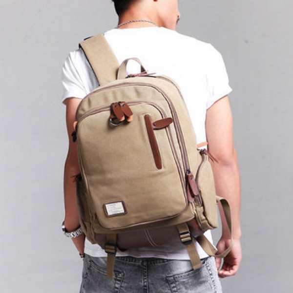 Large Capacity Vintage Canvas Laptop Bag Backpack For Men
