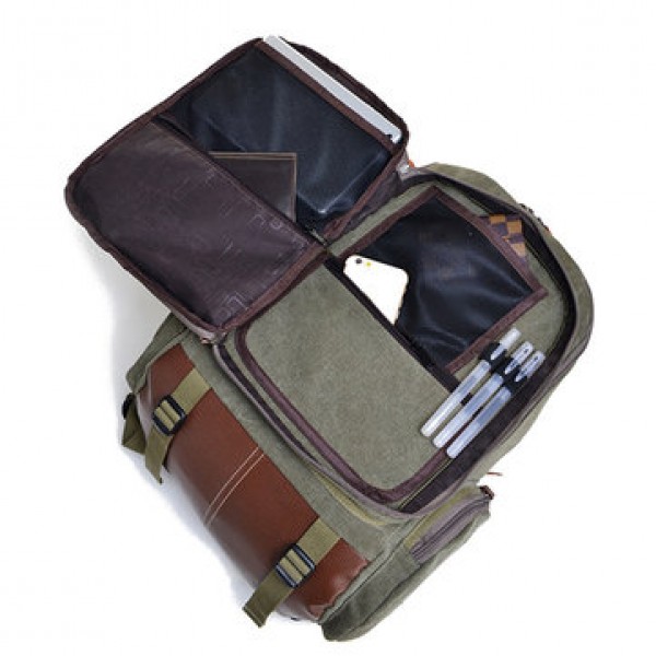 Large Capacity Vintage Canvas Laptop Bag Backpack For Men
