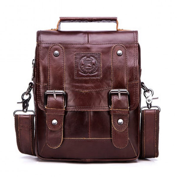 FUZHINIAO Men Genuine Leather Messenger Bag Shoulder Bag Handbags Crossbody Tote for Mens Briefcase