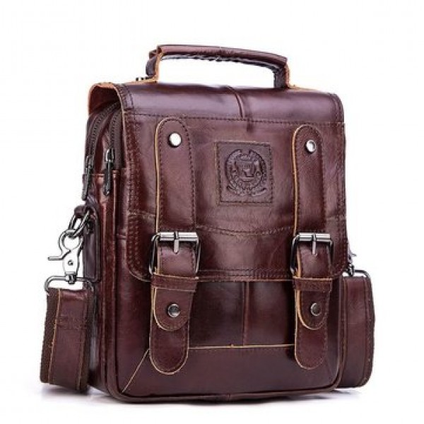 FUZHINIAO Men Genuine Leather Messenger Bag Shoulder Bag Handbags Crossbody Tote for Mens Briefcase