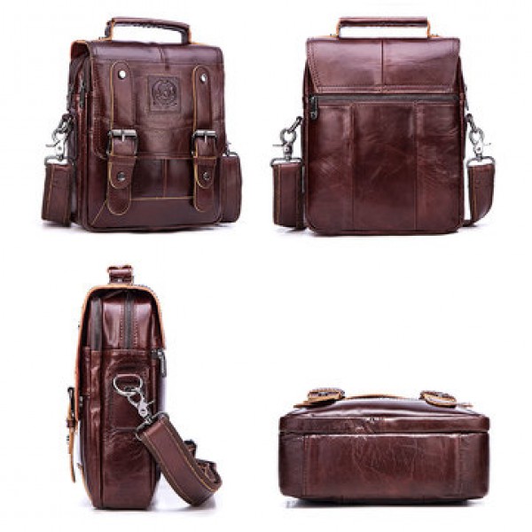 FUZHINIAO Men Genuine Leather Messenger Bag Shoulder Bag Handbags Crossbody Tote for Mens Briefcase