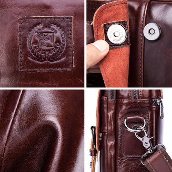 FUZHINIAO Men Genuine Leather Messenger Bag Shoulder Bag Handbags Crossbody Tote for Mens Briefcase