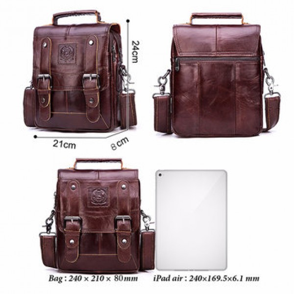 FUZHINIAO Men Genuine Leather Messenger Bag Shoulder Bag Handbags Crossbody Tote for Mens Briefcase