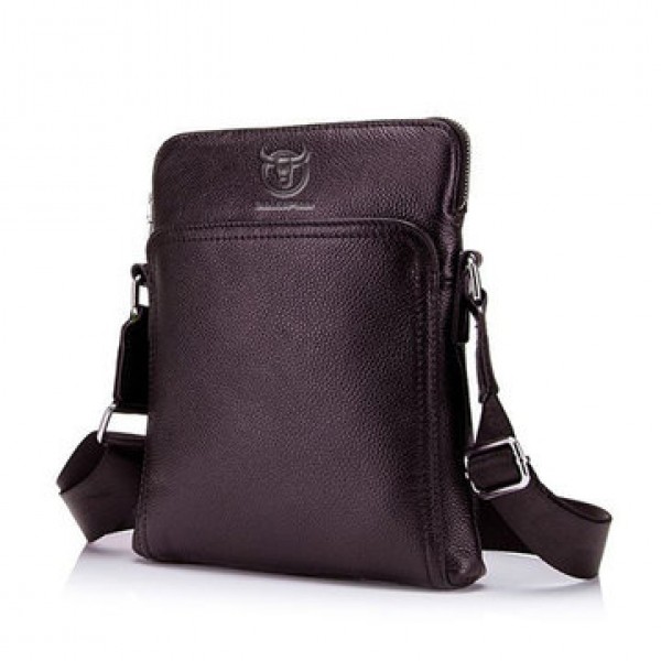 Bullcaptain Men Wear Resisting Cowhide Large Capacity Shoulder Crossbody Bag
