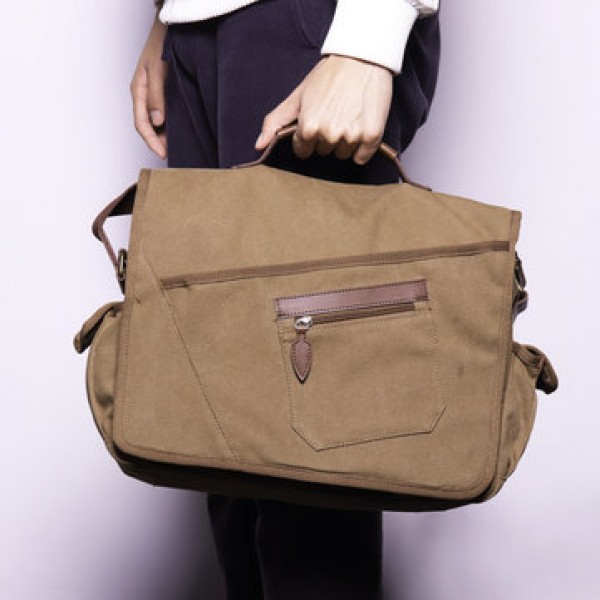 Ekphero Men Retro Messenger Bag Shockproof Shoulder Bag with 15.6 inch Laptop Pocket