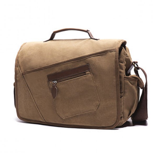 Ekphero Men Retro Messenger Bag Shockproof Shoulder Bag with 15.6 inch Laptop Pocket