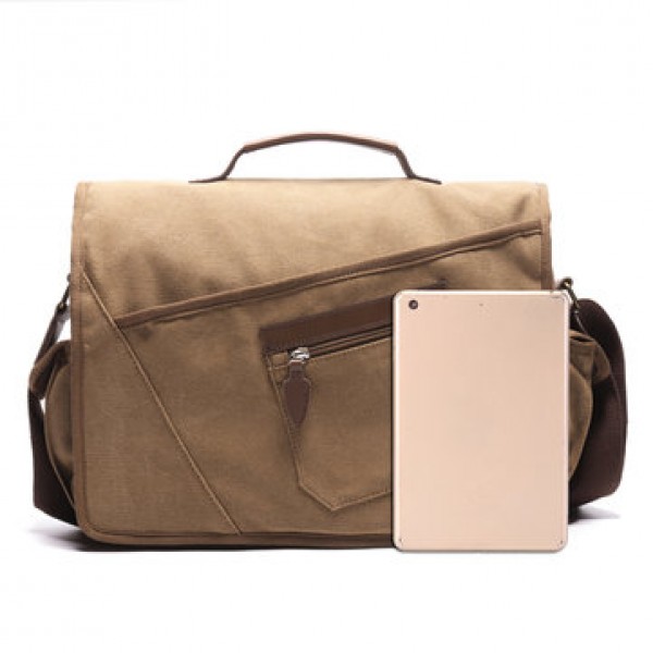 Ekphero Men Retro Messenger Bag Shockproof Shoulder Bag with 15.6 inch Laptop Pocket