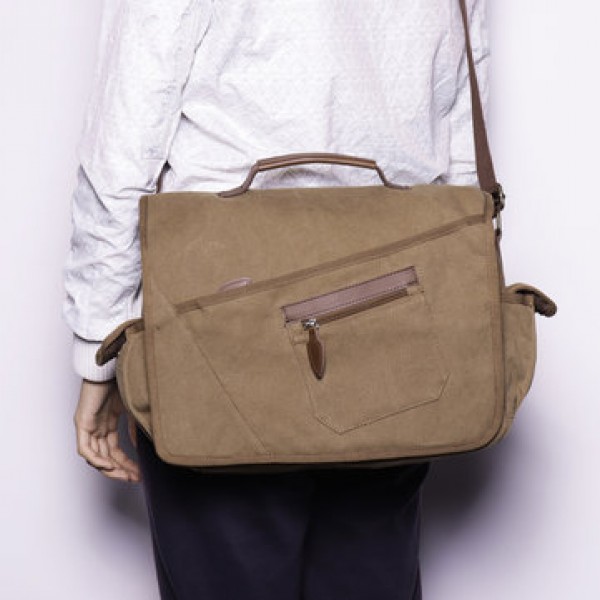 Ekphero Men Retro Messenger Bag Shockproof Shoulder Bag with 15.6 inch Laptop Pocket