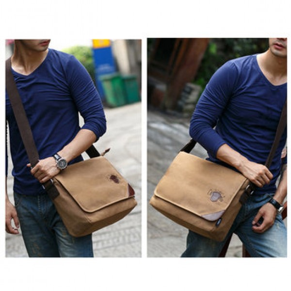 Men Canvas Large Capacity Retro Elegant Shoulder Crossbody Bag
