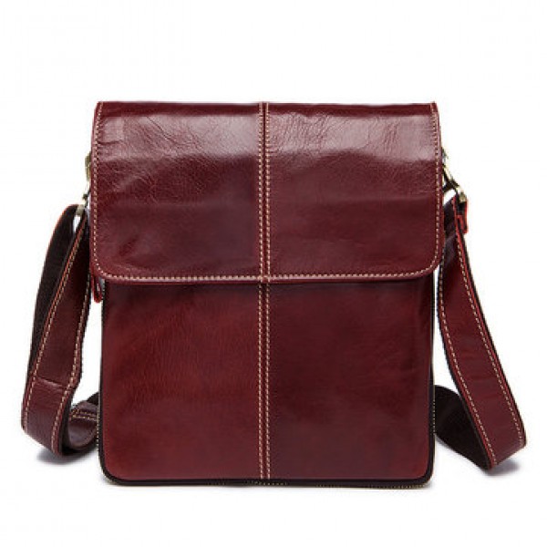 Genuine Leather Men Bag Fashion Zipper Messenger Bag Business Shoulder Bag