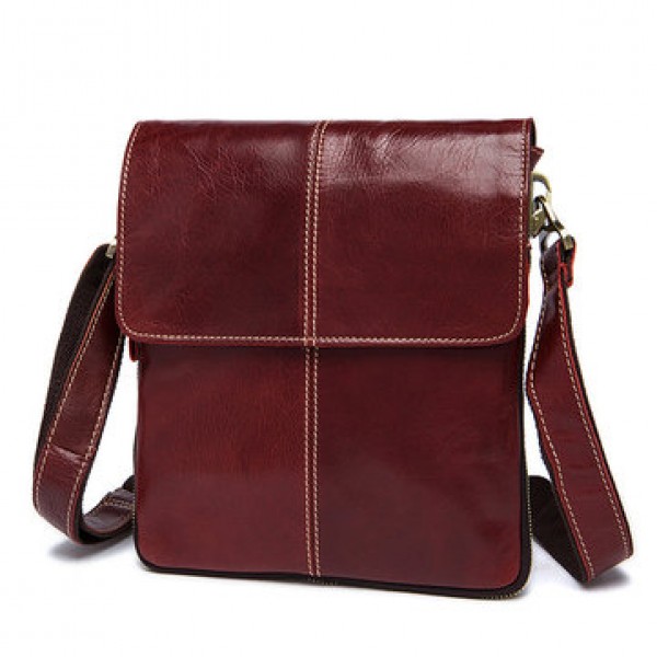 Genuine Leather Men Bag Fashion Zipper Messenger Bag Business Shoulder Bag
